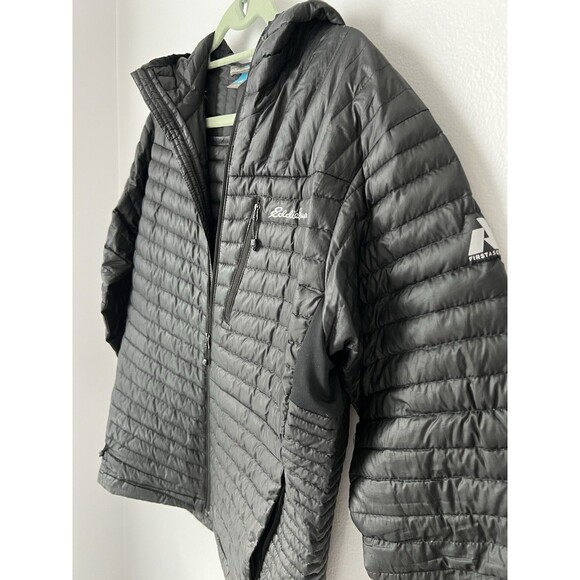 Eddie Bauer First Ascent Microtherm Down Hooded Jacket Mens Black EB800 Puffer M - Picture 3 of 12